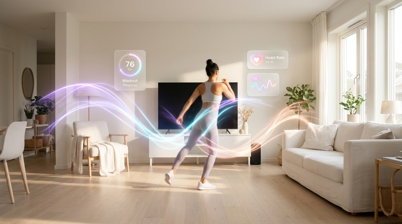 Scandinavian bright living room fluid movement